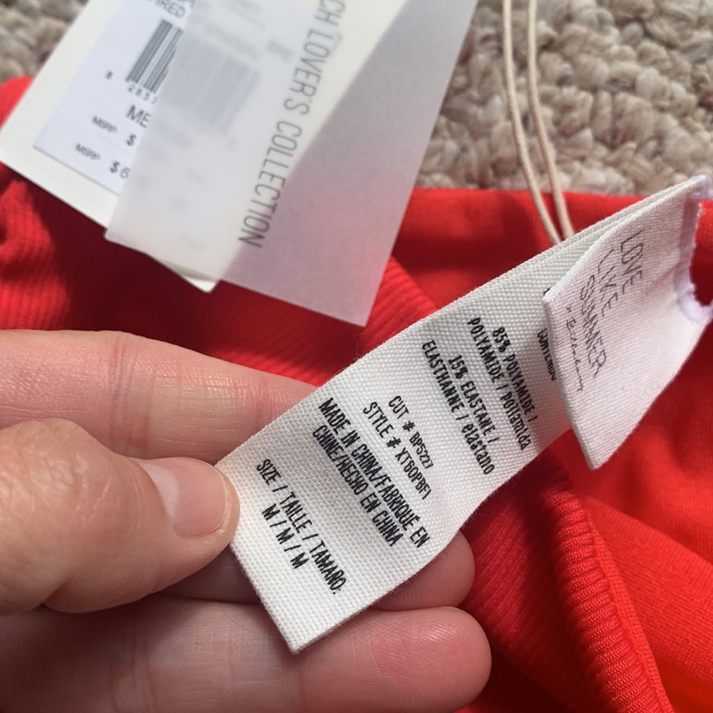 Billabong modern day beach lover “Fired Up” bandeau red bikini bra top bralette - Picture 6 of 10
